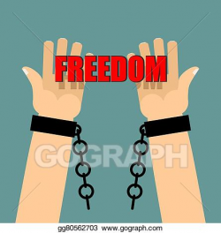 Clip Art Vector - Freedom. hands in shackles. broken chain. broken ...