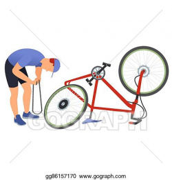 Vector Stock - Man repairing a bicycle chain. Clipart Illustration ...