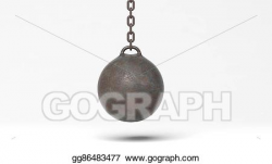 Clip Art - Metallic rusty wrecking ball on chain, isolated on white ...