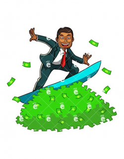 A Black Man On A Surfboard Atop A Pile Of Money - FriendlyStock.com ...