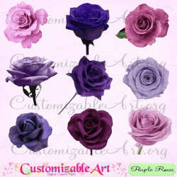 Purple Rose Clip Art Digital Purple Rose Clipart Purple Flower