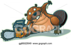 Vector Stock - Cute beaver strarting chainsaw. Stock Clip Art ...