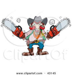 43145-Clipart-Illustration-Of-A-Mad-Man-Holding-Two-Red-Chainsaws ...