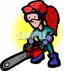 Clip Art Image: A Girl with a Chainsaw