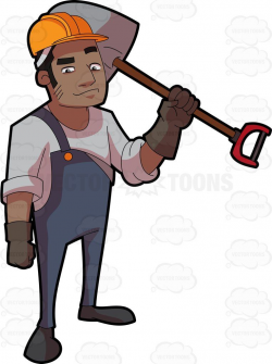 A Black Male Construction Worker With A Shovel | Construction worker
