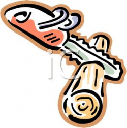 A Chainsaw Cutting a Log Clipart Picture