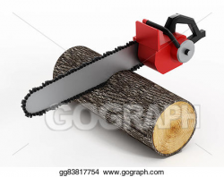 Stock Illustrations - Chainsaw cutting timber log . Stock Clipart ...