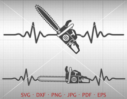 Heartbeat Chainsaw SVG EKG Logging Clipart Logger Clipart