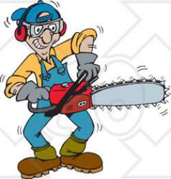 Clipart Illustration of a Tree Trimmer Starting Up His Chainsaw ...