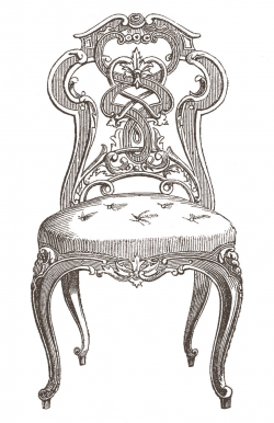 Vintage Clip Art - Pretty Paris Tufted Chairs - The Graphics Fairy