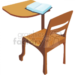 An Old Wooden School Desk with a Book on it clipart. Royalty-free clipart #  138571