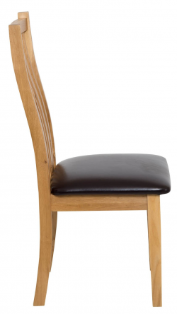 Oak Dining Chair with Brown Seat Pad | Hallowood