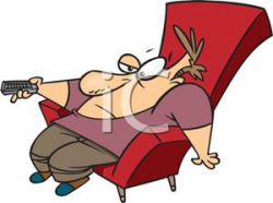 A Cartoon of a Man In a Lazyboy Chair with a Television Remote ...
