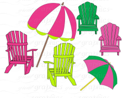 Beach Clip Art Digital Clipart Beach Chair Beach Party Printable ...