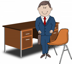 Clipart - Teacher / Manager between chair and desk