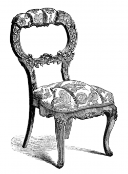 vintage chair clip art, black and white clipart, antique chair ...