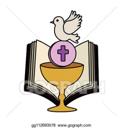 EPS Illustration - Holy bible with chalice and dove. Vector ...
