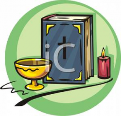 A Candle, a Chalice, and a Bible - Royalty Free Clipart Picture