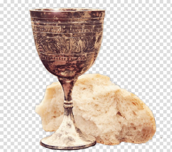 Gold and brown chalice and bread, Eucharist Baptism ...