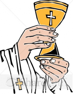 Cross Chalice Lifted By Priest | Communion Clipart