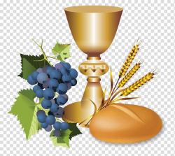 Chalice, wheat, and grapes illustration, Eucharist First ...