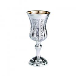 Sterling Silver Kiddush Cup with Vertical Images