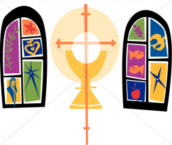 Two Colorful Stained Glass Windows and Communion Chalice | Sanctuary ...