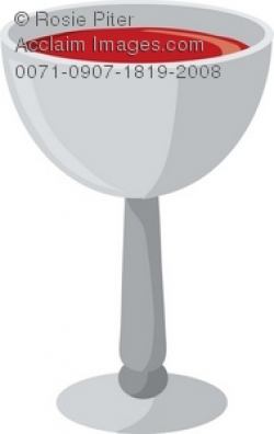 Clip Art Illustration Of A Silver Chalice Of Wine