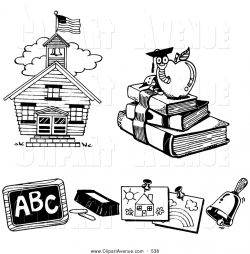 Avenue Clipart of a Learning School House, Book Worm, Chalk and ...