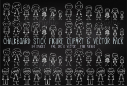 Chalkboard Stick Figure Clipart Clip Art Vectors Chalk Stick