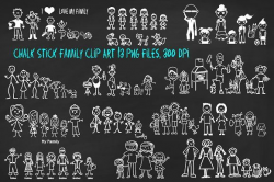 Chalk Family Clip Art, 18 png files | Stick family, Clip art and ...