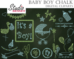 Baby Boy Chalkboard Clipart, Chalk Baby Graphics Clip Art , Boys ...