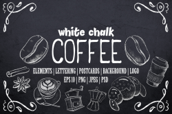 White Chalk Coffee & Dessert Clipart by SunsetWatercolors ...