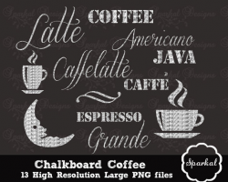 Items similar to Chalkboard Coffee Clipart Coffee Clip Art ...