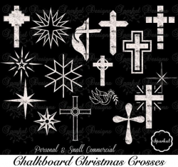 Christmas Cross Chalkboard Clipart Star by SparkalDigitalDesign ...