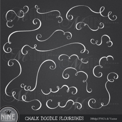 CHALK Clip Art: Chalkboard DOODLE FLOURISHES Clipart Design Elements ...