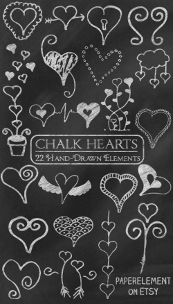 Digital Chalk Clipart: Chalk Clip Art Chalk Heart Doodles