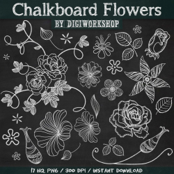 Chalkboard Flower Clip Art Clipart: 