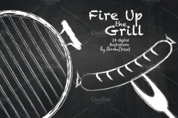 Fire UP the Grill - chalk cliparts ~ Illustrations ~ Creative Market
