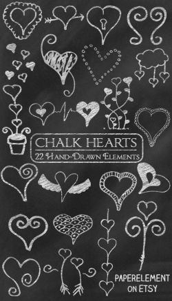 Digital Chalk Clipart: Chalk Clip Art, Chalk Heart Doodles ...