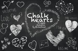Chalk Hearts - digital illustrations ~ Illustrations ~ Creative Market