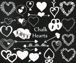 Chalkboard hearts clipart: 