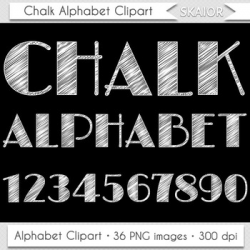 Chalkboard Alphabet Clipart Chalk Letters Numbers White Doodle Text ...