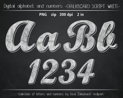 Chalk clipart. Chalk alphabet /numbers letters & symbols/