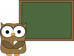 Owl and Blank Chalkboard Clip Art - Owl and Blank Chalkboard Image
