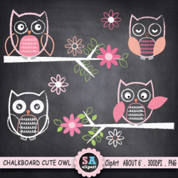 Chalkboard Cute Owl ClipArt Owl Clip Art Owl with