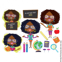 African American Clipart Black Woman Women Teacher with Glasses ...