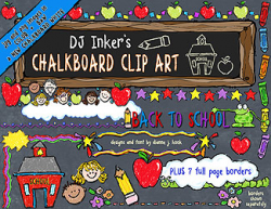 School clip art & borders in cute chalkboard style by DJ Inkers - DJ ...