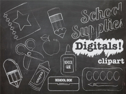 Chalk Clip Art School Supplies Instant Download By Digibonbons ...