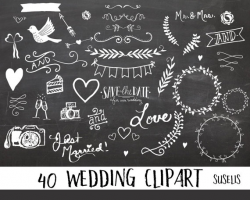 Chalkboard clipart wedding, Hand drawn clipart, Overlays Laurel ...